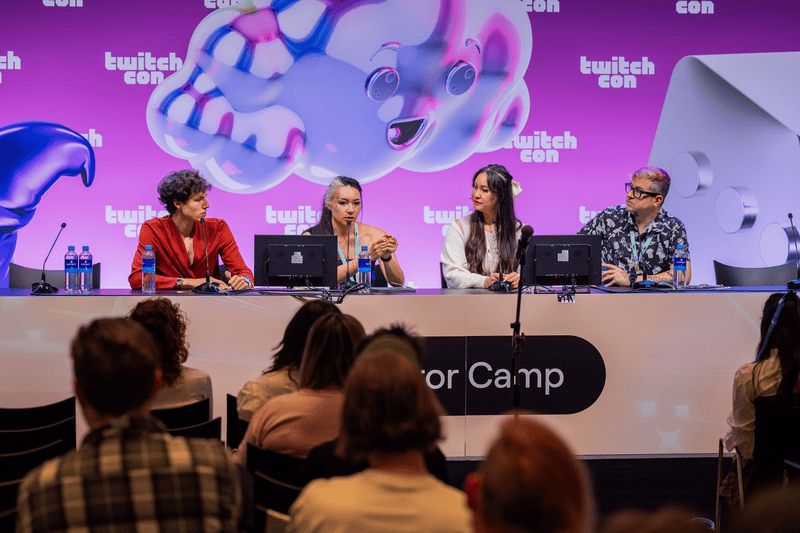 Creators presenting on the Creator Camp stage