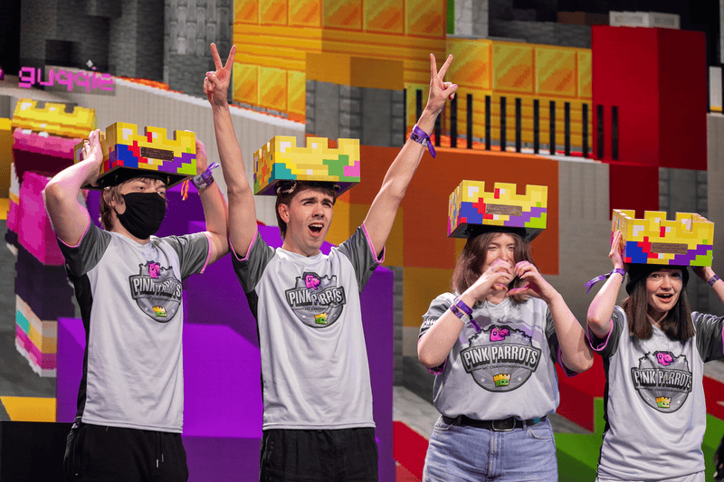 Twitch Rivals competitors celebrating on stage
